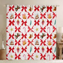 Homewish Kawaii Red Bow Tie Black Out Curtains for Teens Girls Female,Merry Christmas Curtains Pack of 2 (42x63 Each),Xmas Festival Bedroom Curtains,Microfiber Bedroom Decor