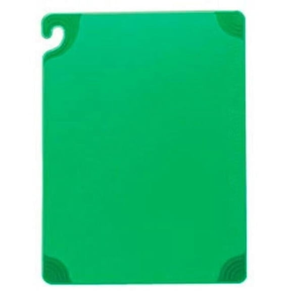 San Jamar Saf-T-Grip Plastic Cutting Board with Safety Hook, 15" x 20" x 0.5", Green