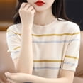 thumbnail image 4 of Ichuanyi Womens Stripe Tops 2026 Summer Short Sleeve Crewneck Lightweight Casual Pullover Shirts, 4 of 5