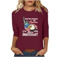 thumbnail image 5 of Lazyguy 1776-2026 The USA 250th Anniversary T-Shirts Women Graphic Printed Casual Tops O-Neck 3/4 Sleeves Shirts Tees for Party Festival S-4XL Purple, 5 of 9