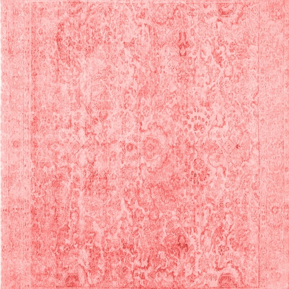 Ahgly Company Indoor Square Abstract Red Contemporary Area Rugs, 6' Square