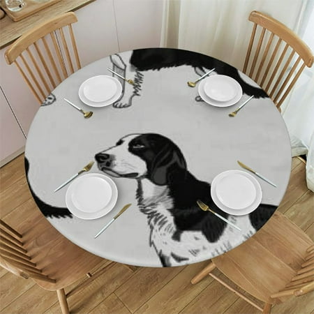 

Tllo0ord Cute Dog Round Tablecloth for Outdoor Picnic Water Resistant Spill Proof and Washable Tablecloth Kitchen and New Year Holiday Party Dinner - Small 46-50