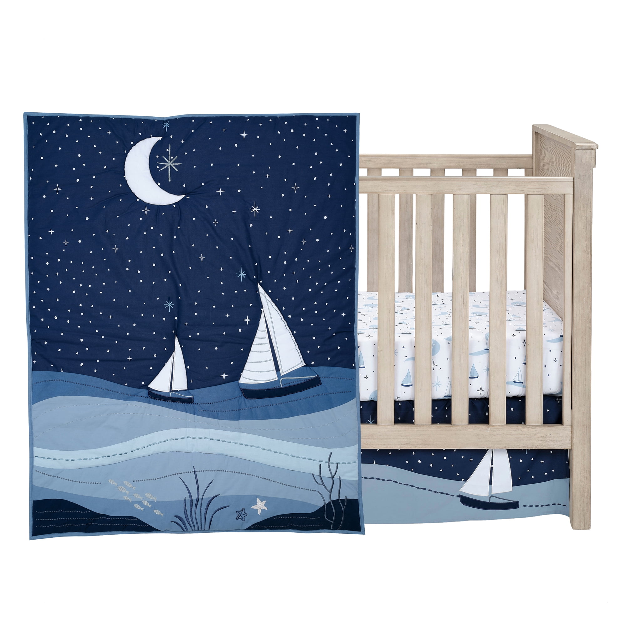 Lambs & Ivy Little Skipper 3-Piece Sailboat Nautical Nursery Crib Bedding Set