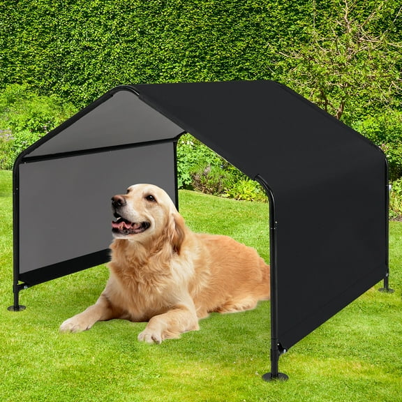 Costway Outdoor Dog Shade Shelter for Small Medium Large Breeds Pet House with Metal Frame