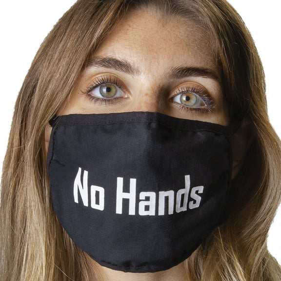 2PC PACK 'NO HANDS' FACE MASK COVERING SET- 1PC RED AND 1PC BLACK