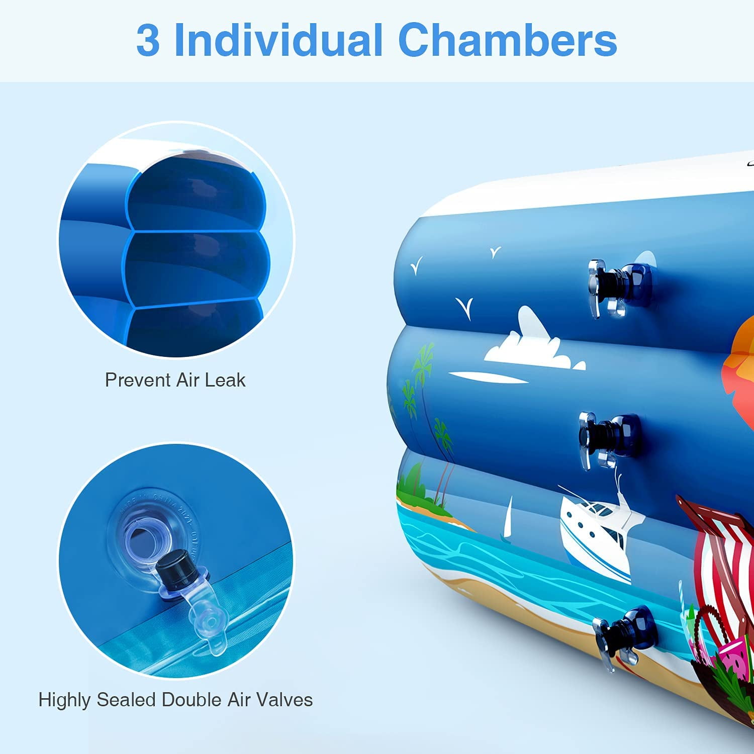 JOYBASE 100" X 71" X 22"  Rectangle Full-Sized Inflatable PVC Swimming Pool for Family