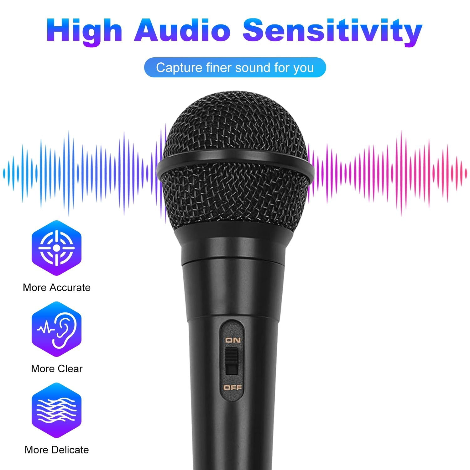 Handheld Wired Microphone Cardioid Dynamic Vocal Mic with On/Off Switch 13ft Cable 6.35 mm Jack for Speaker Karaoke Ampilifier Mixer Professional Studio & Live Performance
