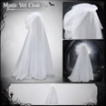 thumbnail image 2 of Hooded Tulle Cape Halloween Sheer Cloak Adult Cosplay Costume Cape for Ghost Bride Vampire Themed Party Photo Booth Props One Size, 2 of 6