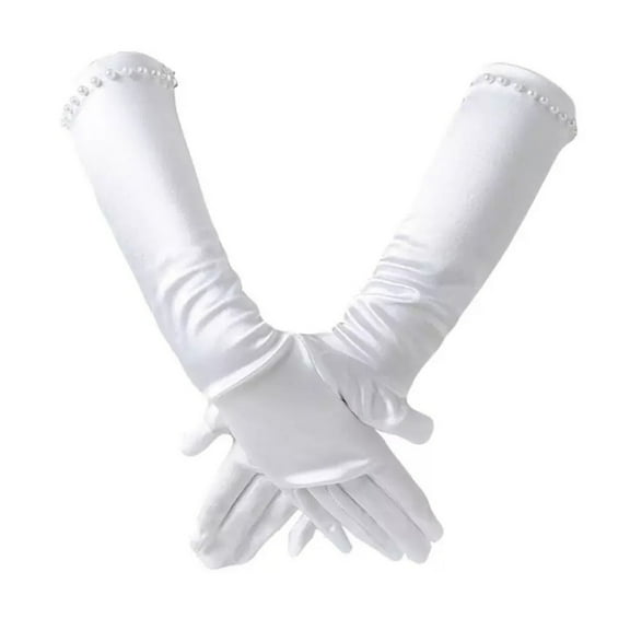 Kids White Gloves for Ceremony School Boys and Girls White Elastic Gloves for Dress Etiquette Gloves Stage Performances