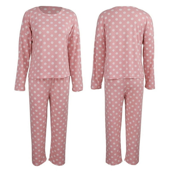 Women's Lightweight Polka Dot Pajamas Set Long Sleeve Top Long Pants Sleepwear Loungewear