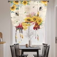 thumbnail image 4 of Sunflower Truck Tie Up Curtain 54 Inches Long, Country Spring Yellow Sunflower Floral Leaf Bee Letter Texture Balloon Style Kitchen Window Curtain Over Sink, Small Window Rod Pocket Curtain 42"x54", 4 of 9