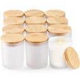 thumbnail image 1 of Tarros de vidrio esmerilado para velas, paquete de 12 tarros de vidrio para velas con tapas de bambú, latas vacías de 10 oz de vidrio grueso para hacer velas, flores secas, especias, té, contenedores, 1 of 7