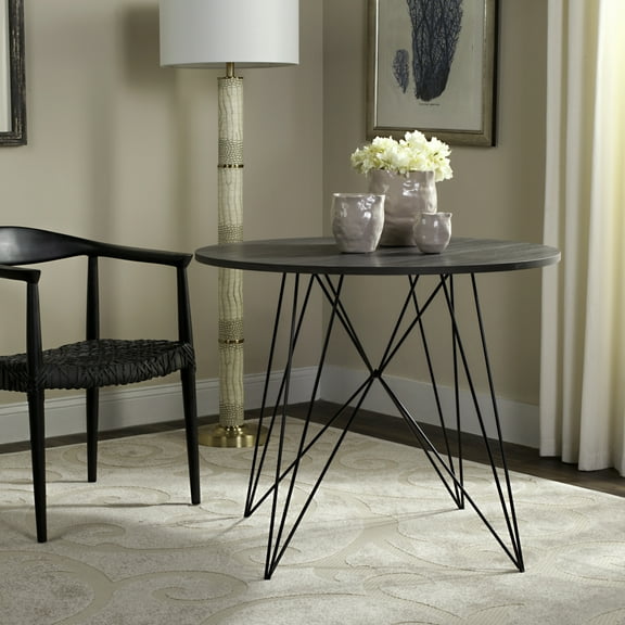 Safavieh Marino 35" Round Dining Table, Dark Grey/Black