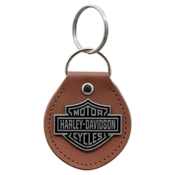 Harley-Davidson Classic Bar & Shield Logo Vinyl Fob Key Chain - Brown & Silver, Harley Davidson