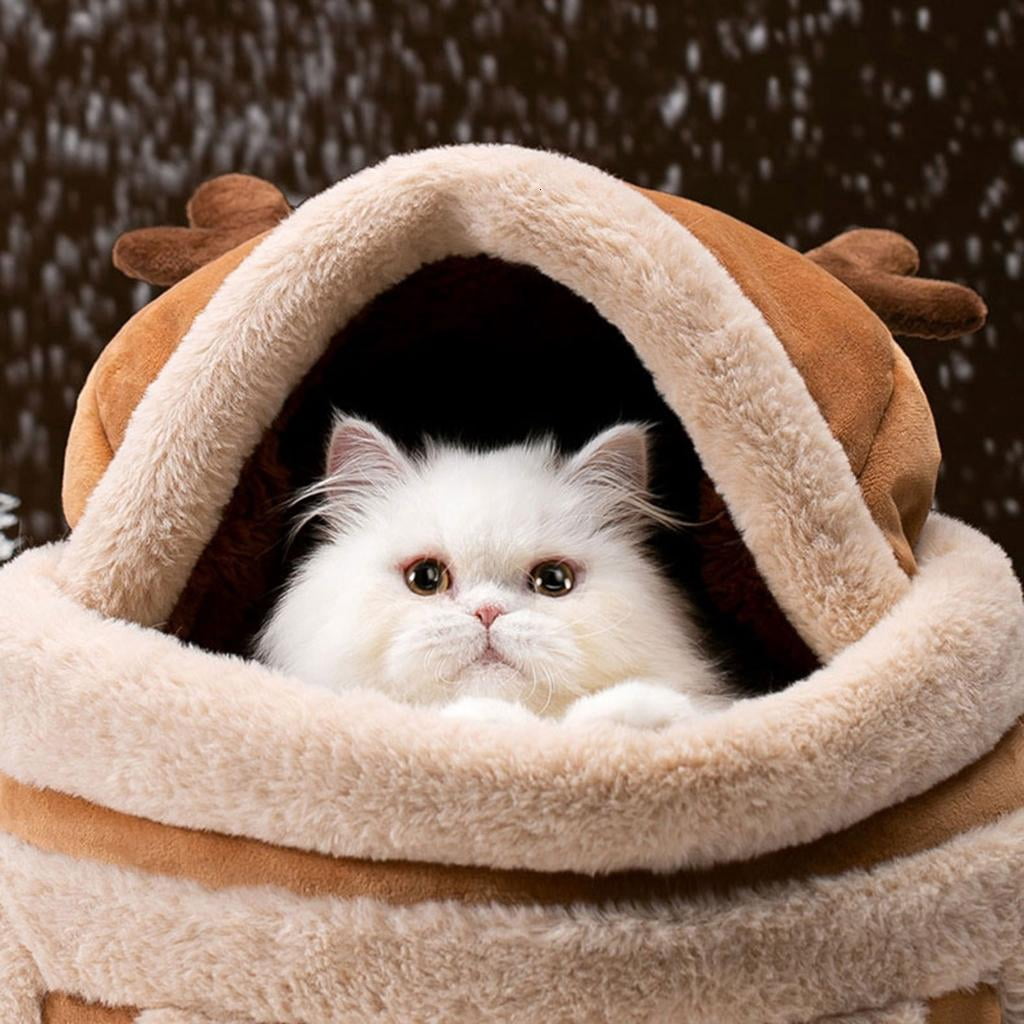 Dog Carrier Cage Winter Warm Travel Bag Portable Carrier Backpack Shoulder Bag Kitten Plush Carrier with Top Opening