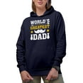 thumbnail image 2 of World's Greatest Dad, Father's Day or Birthday, Navy Blue Hooded Sweatshirt or Hoodie, Small, 2 of 5
