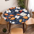 thumbnail image 5 of Yellow Blue Leaf Elastic Fitted Round Table Cover White Flowers Waterproof Outdoor Tablecloth for Holiday Party, Picnic, Patio & Dining Fits Tables Up to 36"-44", 5 of 8