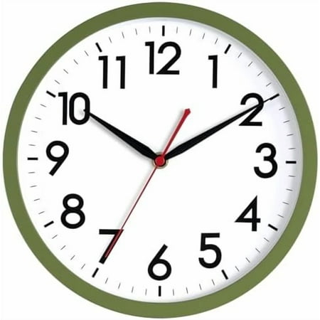 Wall Clock 10 Inch Silent Non-Ticking Modern Clocks Battery Operated - Analog Classic for Office, Home, Bathroom, Kitchen, Bedroom, School, Living Room(Olive Green)