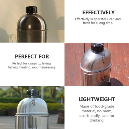 

1 Set Steel Water Bottle Camping Hiking Canteen Cup With Handle