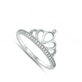 thumbnail image 4 of Clear CZ Studded Cutout Princess Crown Ring .925 Sterling Silver Band White Female Size 8, 4 of 4
