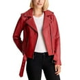 thumbnail image 2 of Michael Kors Women Red Moto Jacket - Lambskin Leather Jackets for Women - Comfortable & Long Sleeves Women Moto Jacket With 2 Sides Zip Pockets, Shoulder Epaulettes - Full Zipper Closure Jacket, 2 of 2