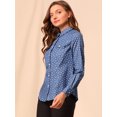 thumbnail image 2 of INSPIRE CHIC Chemise à Pois pour Femme à Col Pointu, Manches Longues, Boutonnée, 2 of 6