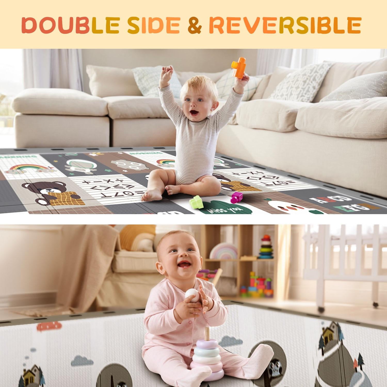 ADHINO Non-Toxic 79"x71" Foldable Waterproof Baby Foam Play & Crawl Mat, Anti-Slip Infant-Toddler Floor Mat