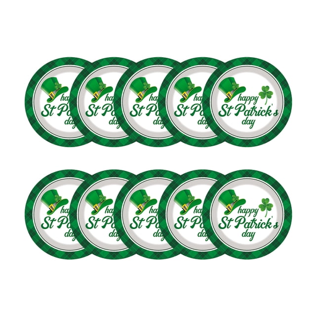 Deeceymbur St Patricks Day 50 Piece Disposable Party Set Paper Plates Cups Napkins Tablecloth Spring Event Supplies