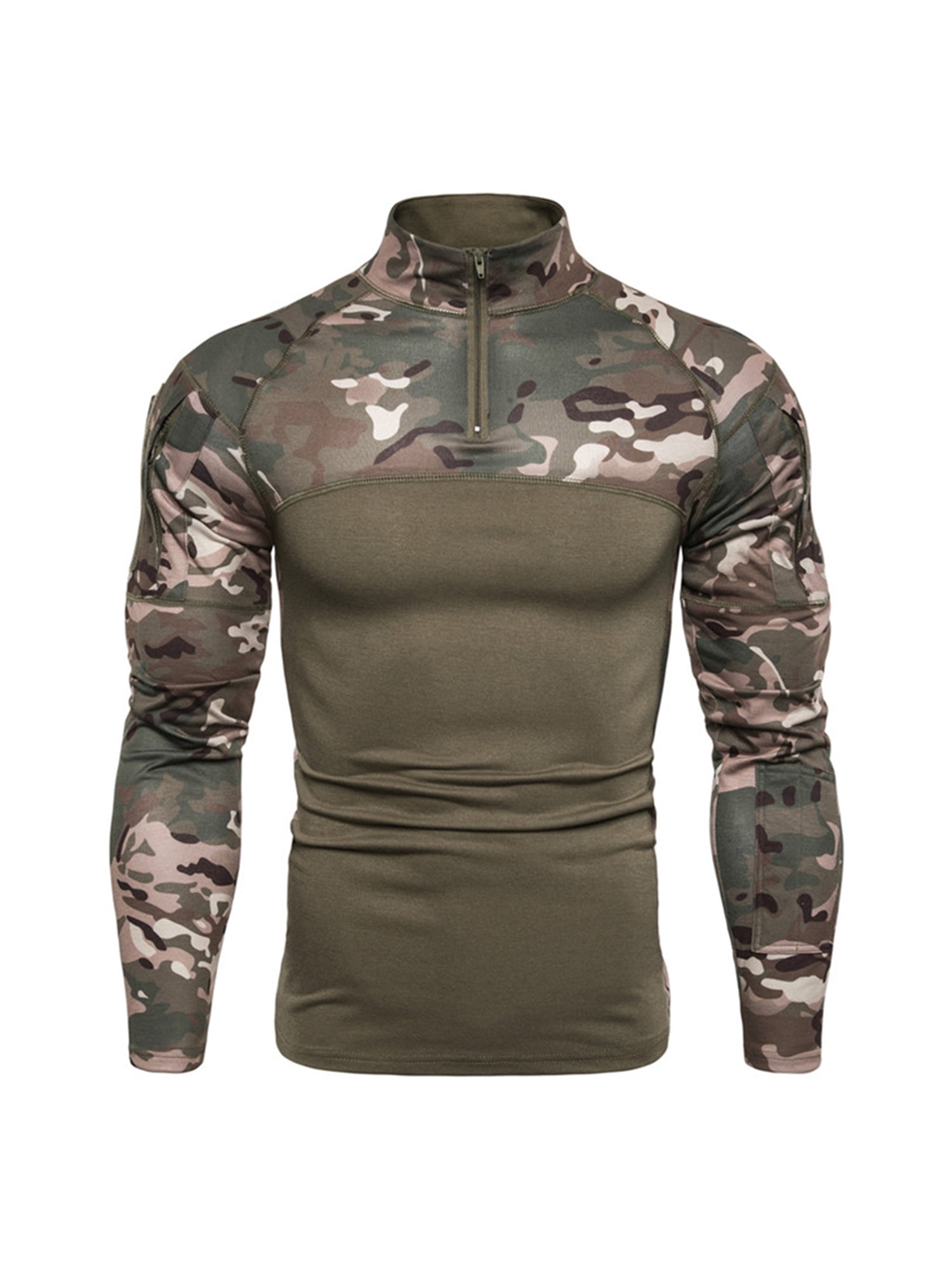 Mens Military T-Shirt Tactical Army Combat Shirt Casual Shirt Hiking Camouflage 