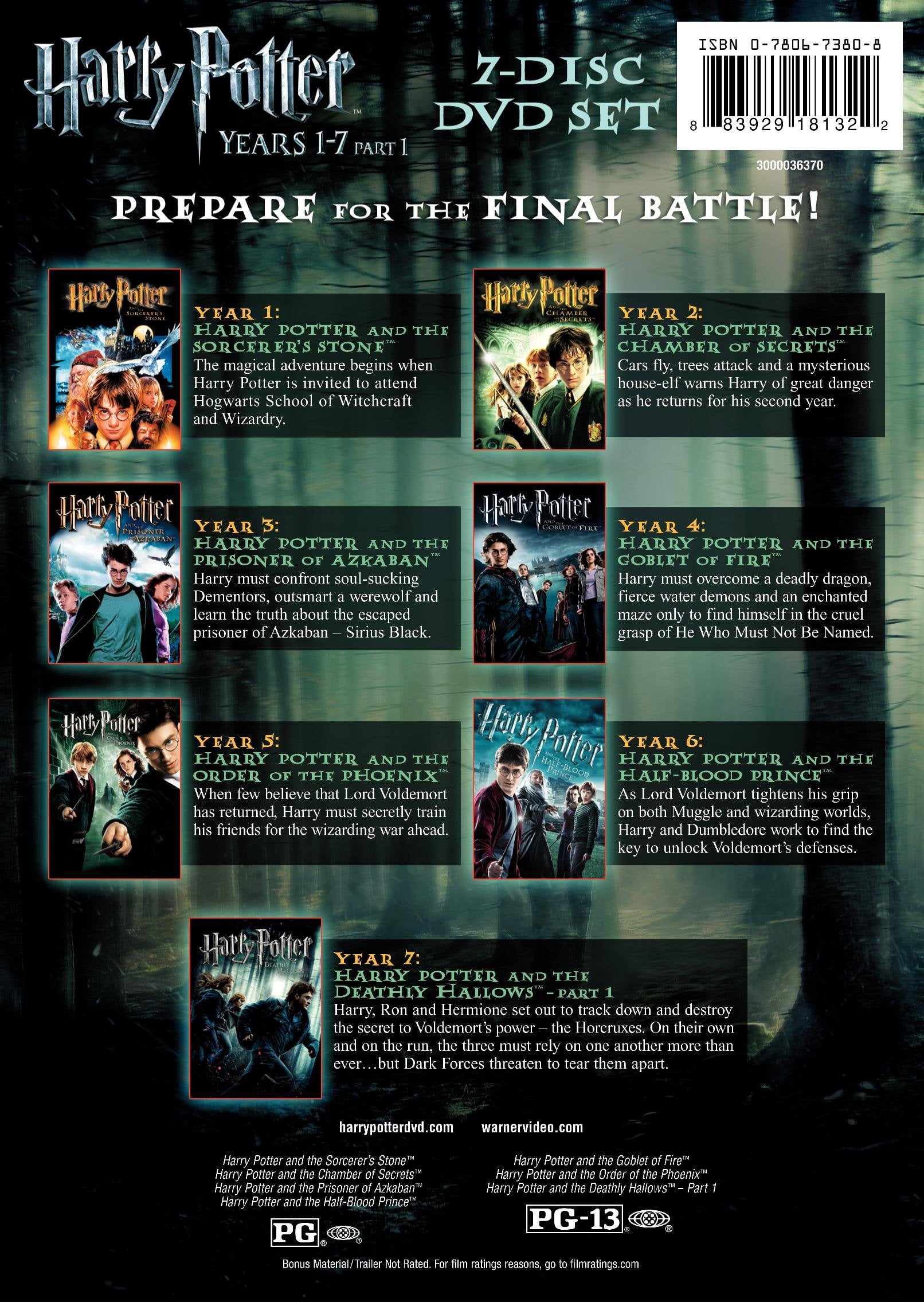 Coffret Harry Potter 1 à 7 Porte clé Hedwige DVD