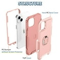 thumbnail image 2 of SaniMore for iPhone 14 Plus Multi-Functional Case, 3-Layer Protection Magnetic Cover Support Car Mount & 360° Rotatable Metal Ring Kickstand Full Body Shockproof Protective Shell, Rosegold, 2 of 10