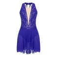 thumbnail image 3 of YONGHS Women Lyrical Dance Dress Rhinestone Sleeveless Figure Skating Gymnastics Leotard Costume Royal Blue S, 3 of 7