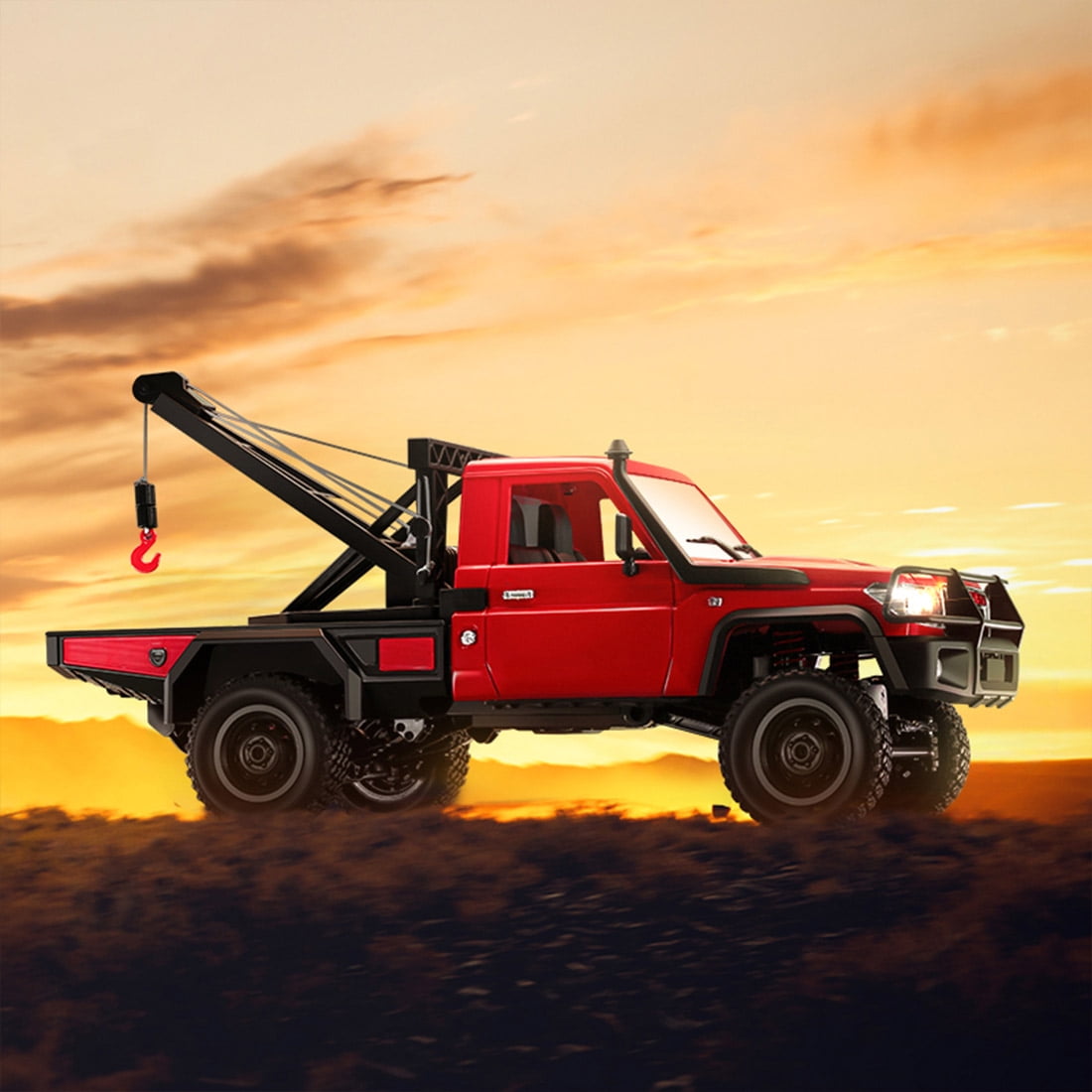 All-Terrain RC Crawler Car, 1/12 Scale 2.4G Full-proportional 4WD RC Climbing Car Engineering Vehicle with Functional Crane, Liftable Hook & 2-Speed, Collectible Gift for Adult(RTR Version)