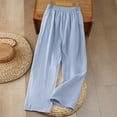 thumbnail image 4 of DHFJKG Womens Bohemian Wide Leg Pants For Women Flowy Palazzo Floral Embroidery Summer Loose Fit Elastic Waist Pants With Pockets Ethnic Style Comfortable Trousers, 4 of 4