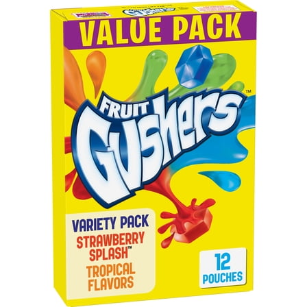 Fruit Snacks Gushers Variety Snack Pack 12 Pouches 0.9 oz Each