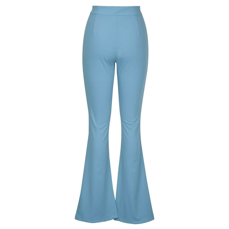 Hvyesh Flare Leggings for Women Ladies Fashion Summer Solid Casual Button  Zipper Elastic Waist Long Flared Pants