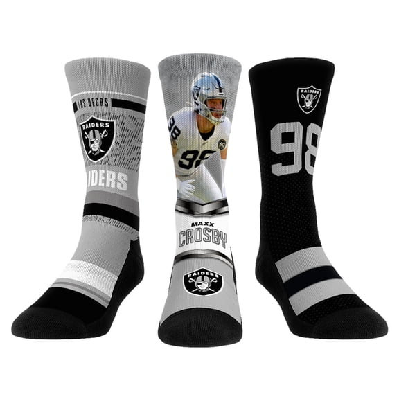 Unisex Rock Em Socks Maxx Crosby Las Vegas Raiders 3-Pack Crew Sock Set