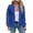 Blue, variant on Quilted Waffle Knit Bomber Jacket for Women, Stand Collar Full Zip Long Sleeve, Casual Fall Lightweight Outerwear, 1 Piece, S-XXL, Plus Size Friendly