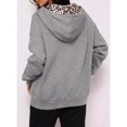 thumbnail image 3 of WULMLEO Women's Casual Solid Zip Up Hoodies Long Sleeve Sweatshirts Leopard Hooded Sweatshirt Tops Gray 2XL, 3 of 3