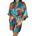 thumbnail image 1 of Women's Floral Satin Kimono Short Bridesmaid Robe With Pockets - Silky Touch, 1 of 1
