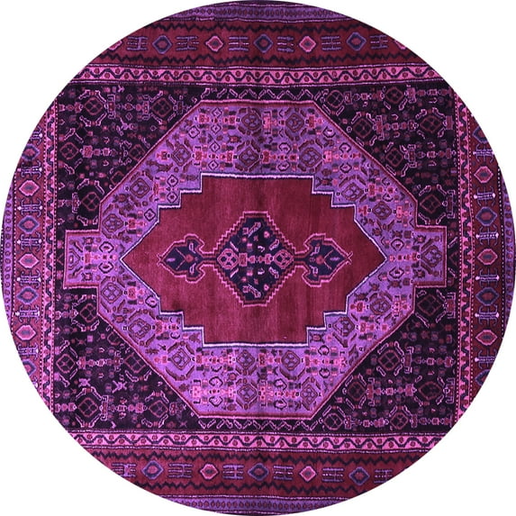 Ahgly Company Indoor Round Persian Purple Traditional Area Rugs, 5' Round