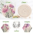 thumbnail image 4 of Carnation Flowers 6 Pcs Drink Coasters with Holder Absorbent Coasters Woven Coasters for Drinks Table Desk Protection Home Decor, 4 of 7