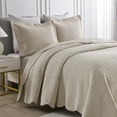 thumbnail image 3 of MarCielo 3-Piece Elegantly Embroidered 100% Cotton Oversized Quilt Bedspread Set TG, 3 of 5