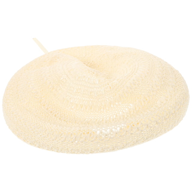 Primavera Verano Sombrero de boina Sombrero hueco vintage Gorra tejida de vacaciones Sombrero de arte informal de viaje (beige)