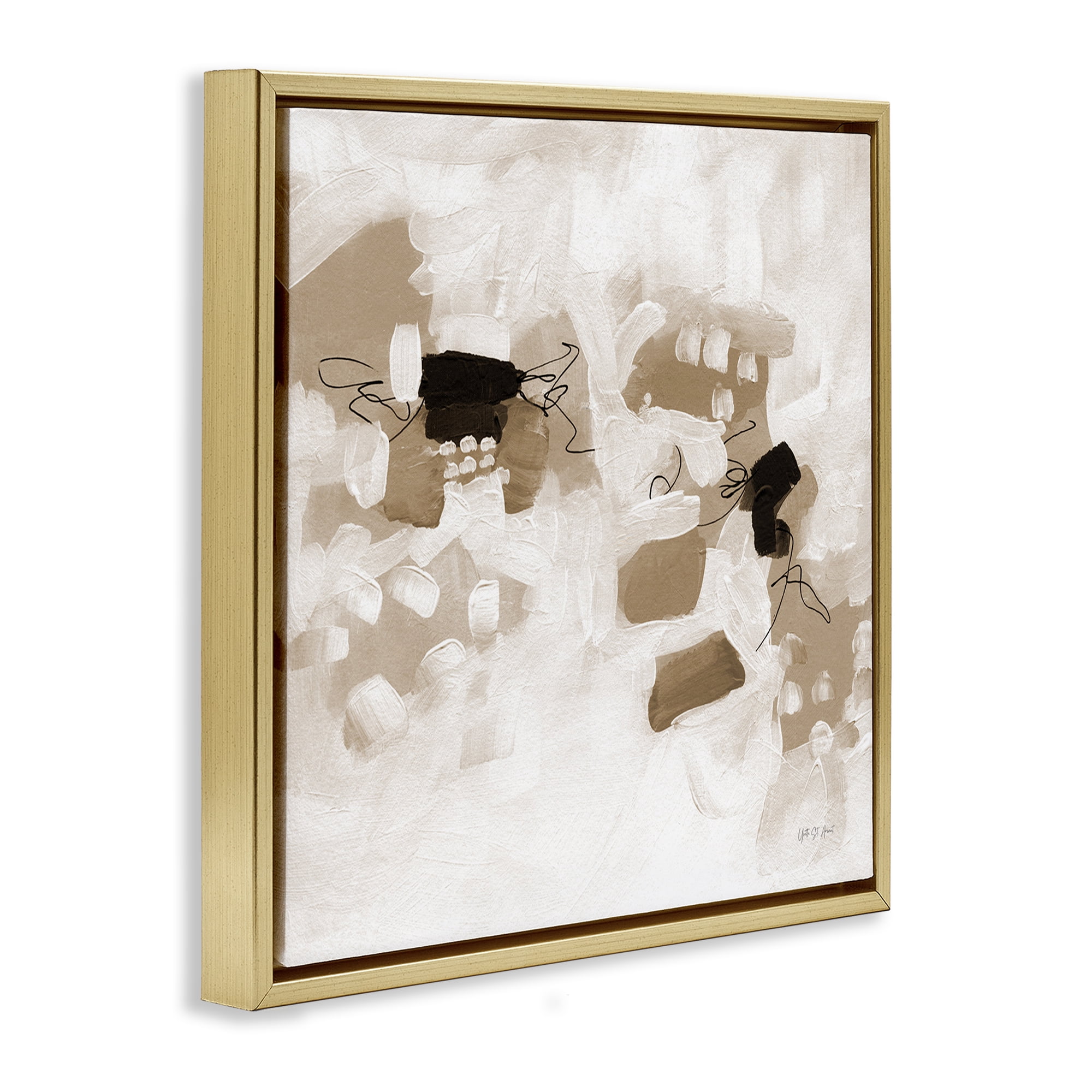 Stupell Industries Boho Classic Conservatory Abstract Painting Gold Floater Framed Canvas Art Print Wall Art, 18 x 18