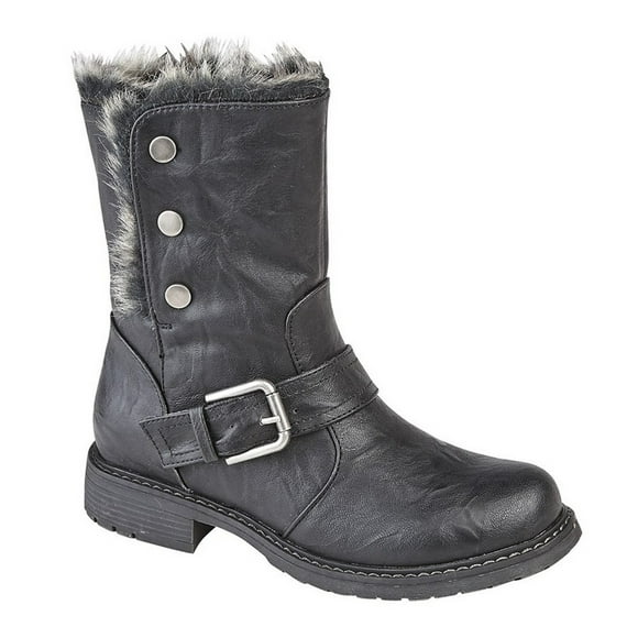 Cipriata Womens Andreana Press Stud Fold Down Biker Style Leather Boot