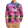 thumbnail image 2 of Donemore Men's Hawaiian Print Shirt Long Sleeve Notched Lapel Button Down with Pocket Beach Vacation Casual Style, 2 of 7