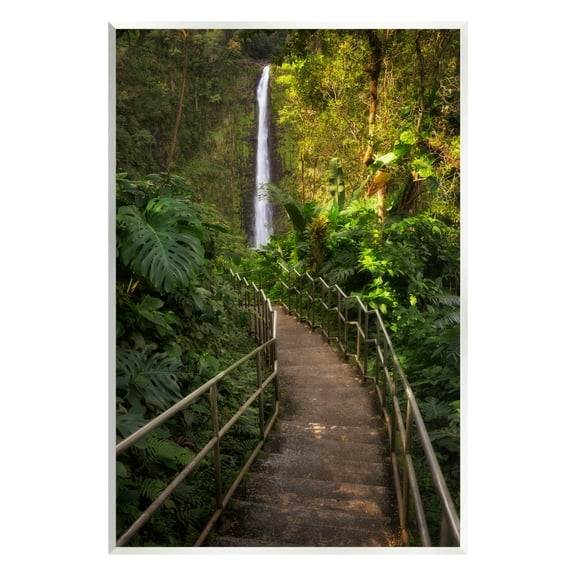 Stupell Industries Lush Jungle Bridge Waterfall Landscape Photography Unframed Art Print Wall Art