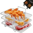 thumbnail image 1 of Air Fryer Rack, 3 Tier Grid Air Fryer Dehydrate Rack, Multifunctional Stackable Stainless Steel Grill Pan for Ninja Foodi AG300 AG400 DZ201 DZ40 Air Fryers, Ovens, Press Cookers, 1 of 6