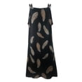 thumbnail image 5 of Dyegold Sundresses for Women Casual Beach - Midi Sun Dresses Women Summer Casual V-Neck Sleeveless Plus Size Feather Print Spaghetti Strap Party Prom ​​Sundress, 5 of 5